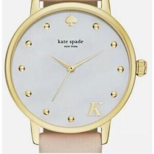Kate Spade KSW9010 Metro Monogram K White Dial Pink Leather Strap Women's Watch